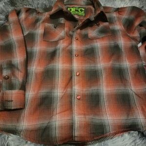 Dixxon Flannel DFC youth Red Gray‎ Black Button Up SZ S